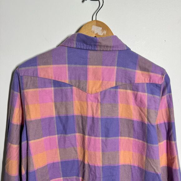 Spell And The Gypsy Flannel Top Women XL Pink Purple Western Pearl Snap Boho Top - Picture 9 of 9